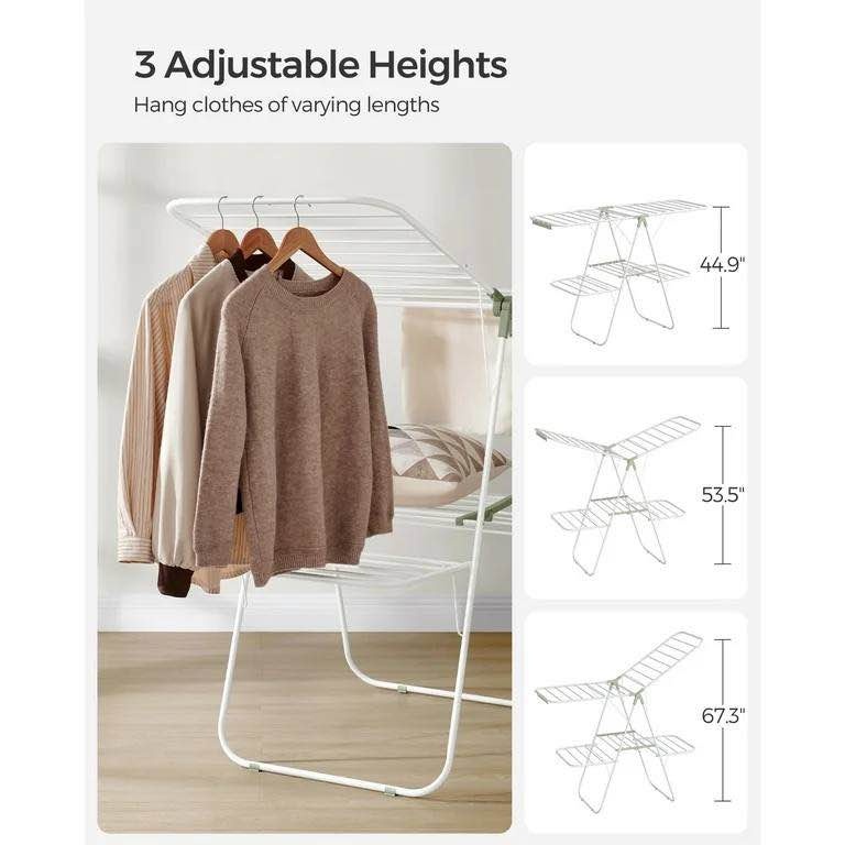 SONGMICS Clothes Drying Rack – Foldable 2-Level Laundry Airer (N - photo 4