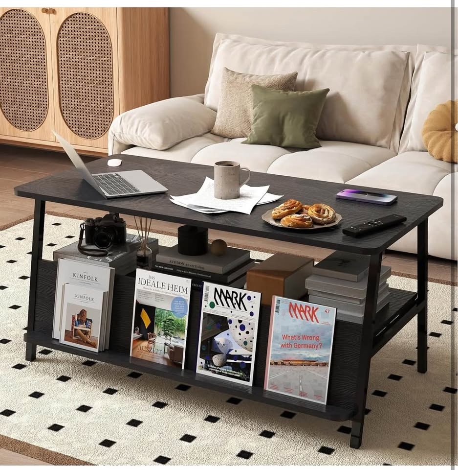 Black Coffee Table with Storage - photo 2