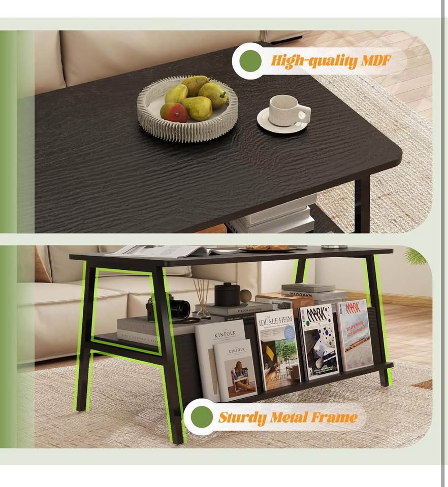 Black Coffee Table with Storage - photo 4