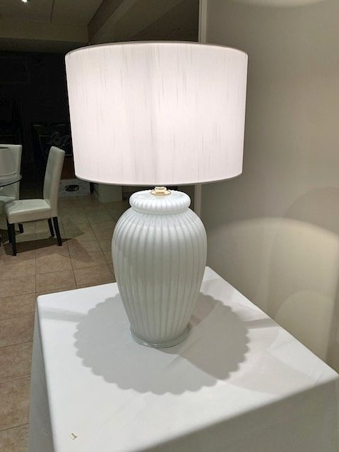 Vintage Mid Century Ribbed Glass Table Lamp