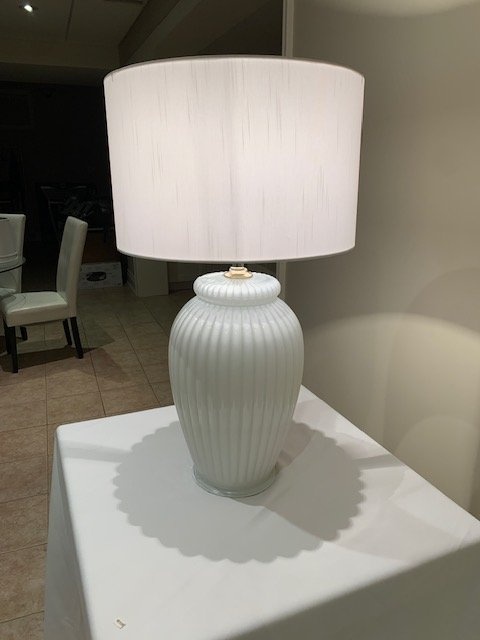 Vintage Mid Century Ribbed Glass Table Lamp - photo 4