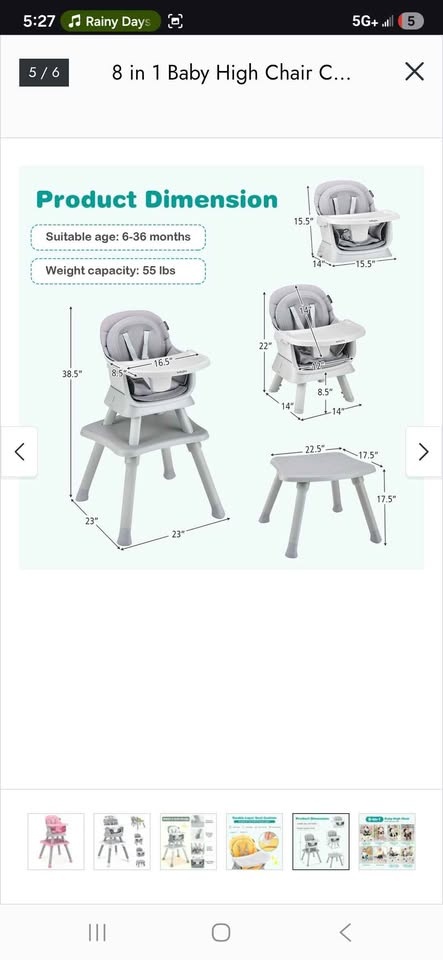 Adjustable Baby High Chair: 3-Position Tray - photo 5