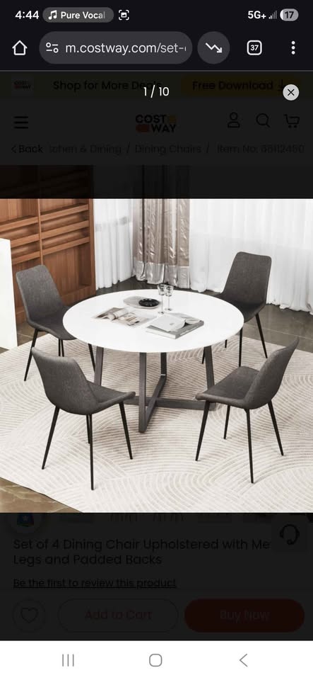 Grey Upholstered Dining Chairs - Set of 2 - photo 2