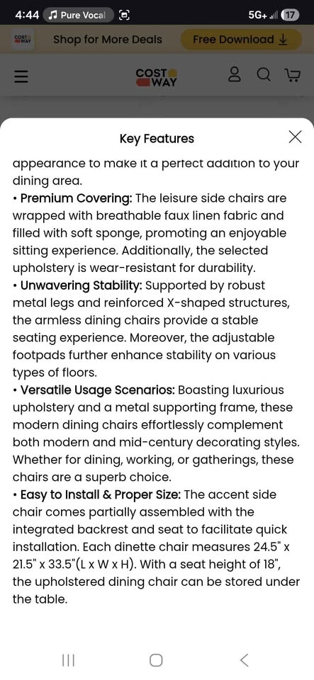 Grey Upholstered Dining Chairs - Set of 2 - photo 3