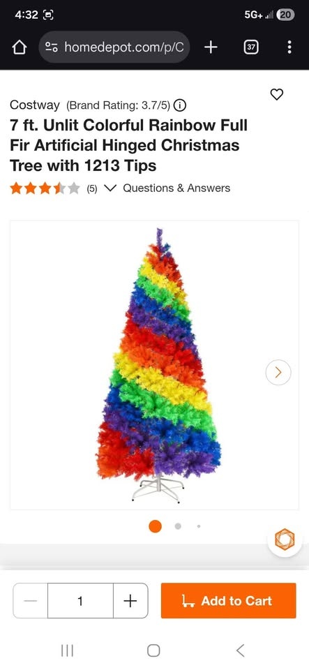 7 ft. Unlit Colorful Rainbow Full Fir Artificial Hinged Christma - photo 2