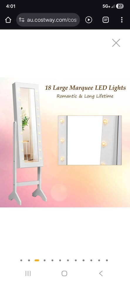 Standing Jewelry Armoire with 18 LED Lights and Mirror - photo 4