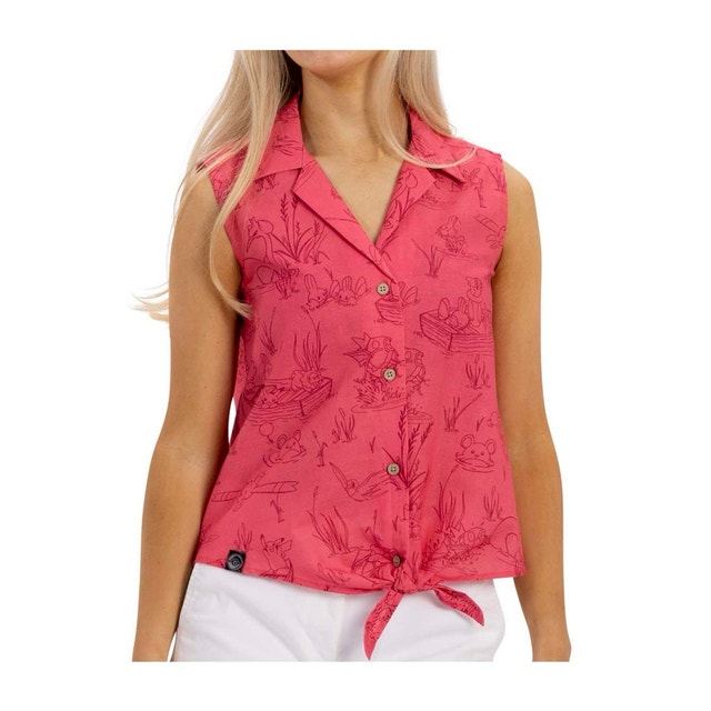 NWT Pokémon Center Tropical Print Linen-Cotton Sleeveless Top