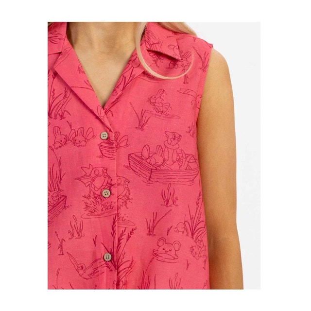 NWT Pokémon Center Tropical Print Linen-Cotton Sleeveless Top - photo 3