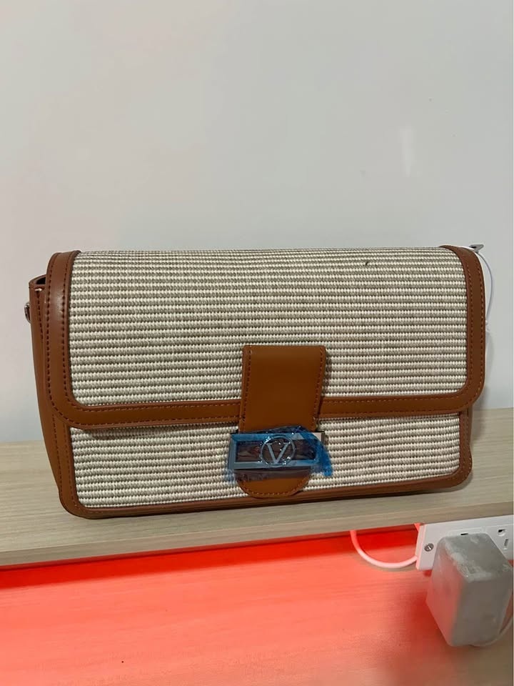 Brown and cream purse