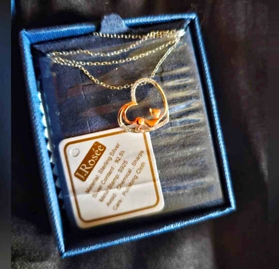 Heart Cat 925 Sterling Silver Necklace  Gift Idea BNIB