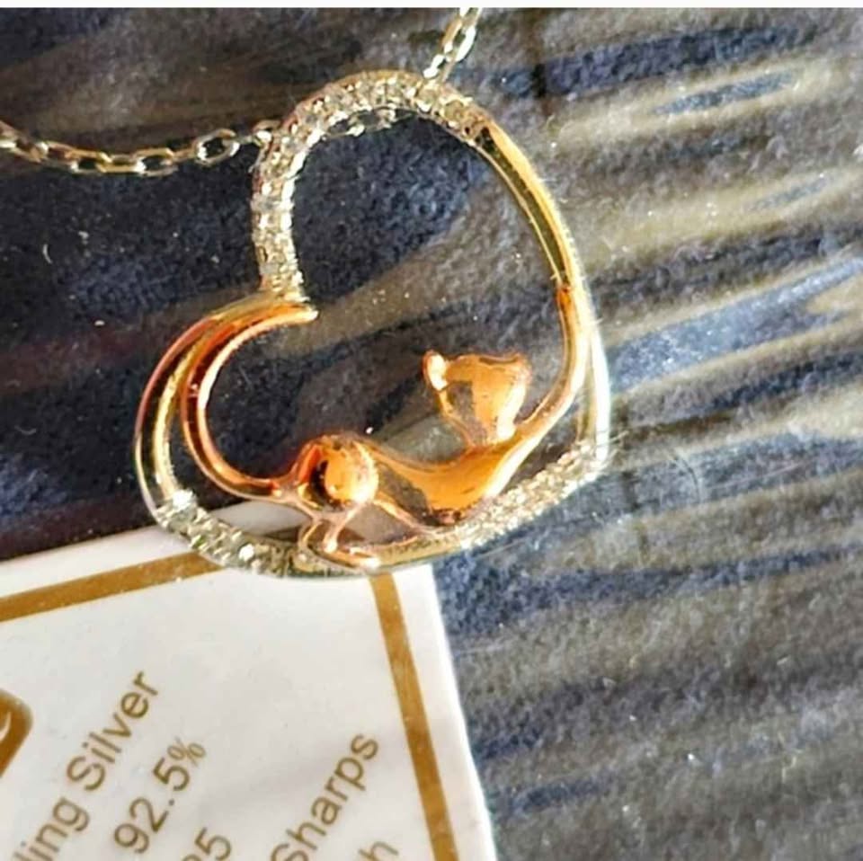 Heart Cat 925 Sterling Silver Necklace  Gift Idea BNIB - photo 3