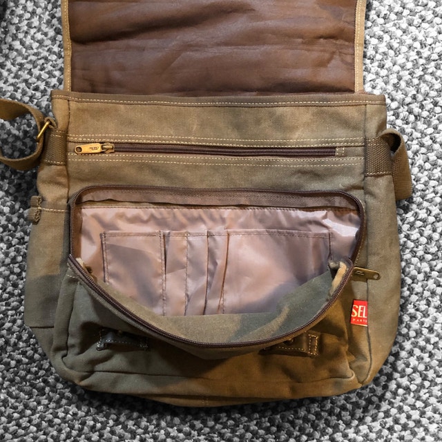 Diesel Canvas Messenger Bag – Y2K Military Style, Khaki Green - photo 4