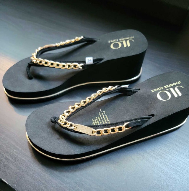 Jennifer Lopez Platform Wedge Flip Flops