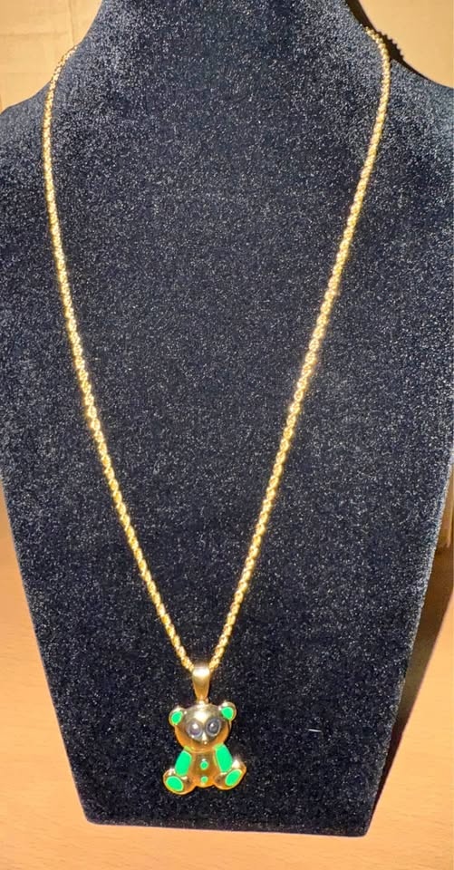 18K Gold Fill 18 in Rope Necklace with Teddy bear pendant