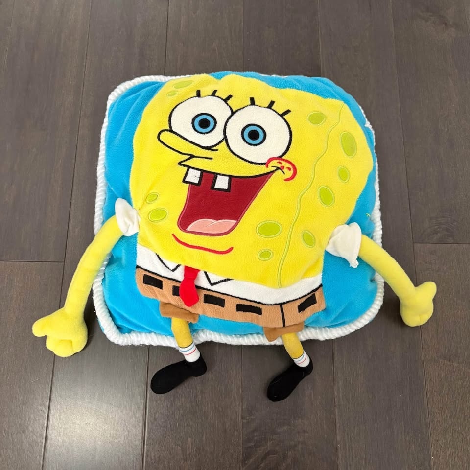 Vintage 3D SpongeBob SquarePants Plush Throw Pillow
