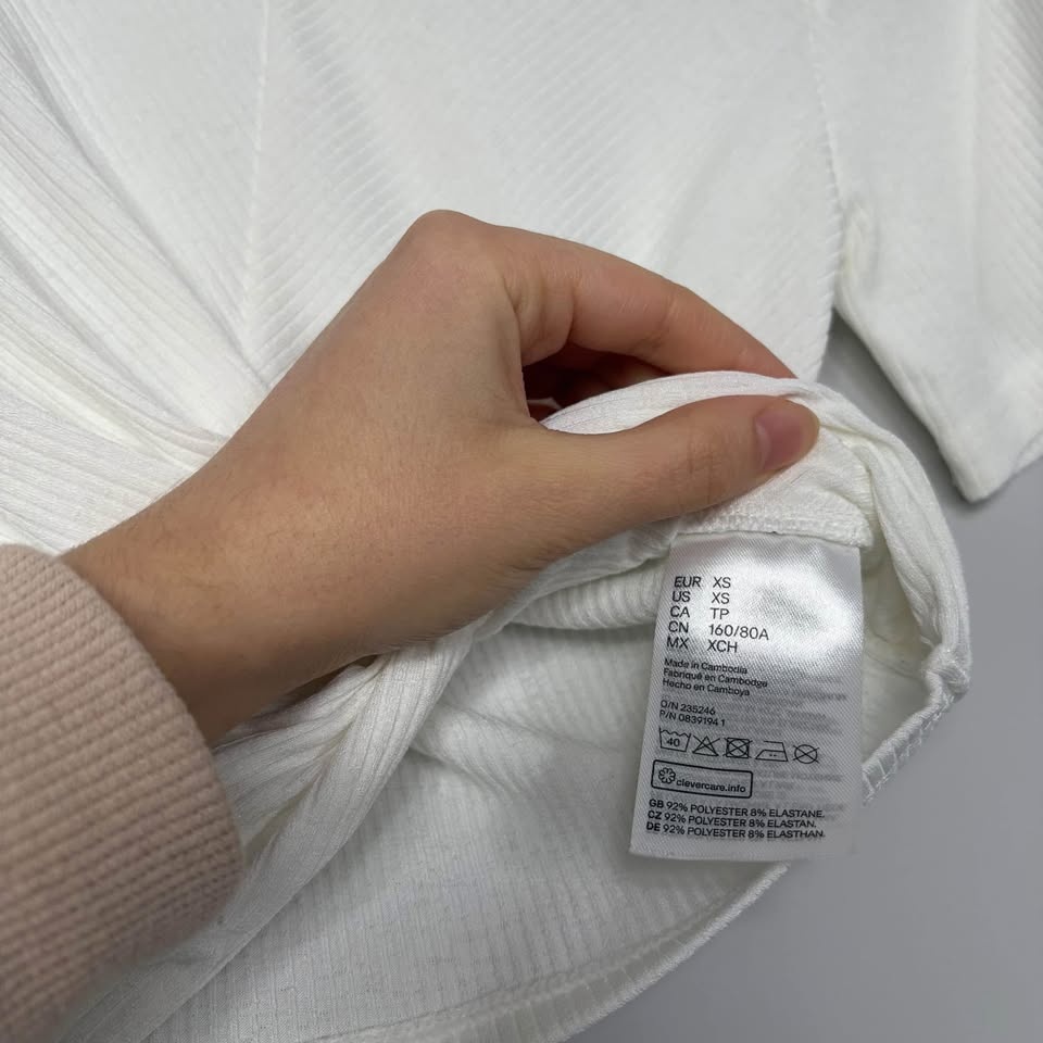 H&M White Ribbed Twist Front Crop Top XS - photo 4
