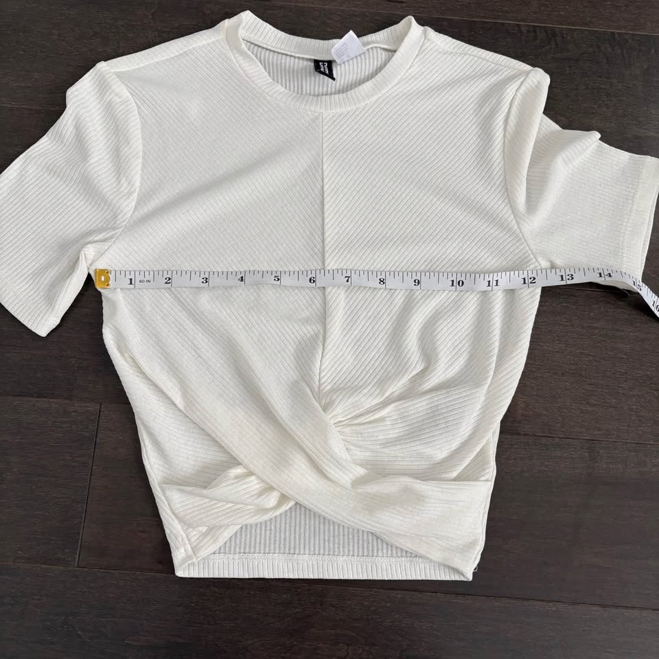 H&M White Ribbed Twist Front Crop Top XS - photo 5