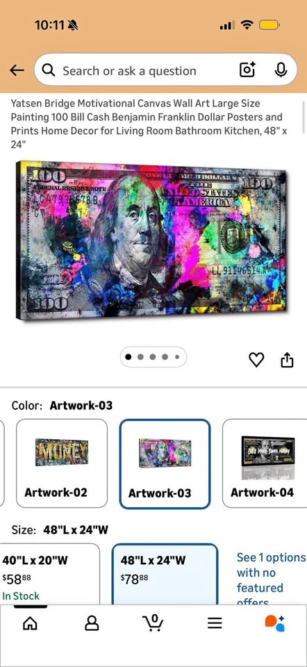 Benjamin Franklin Canvas Artwork 24"x48"