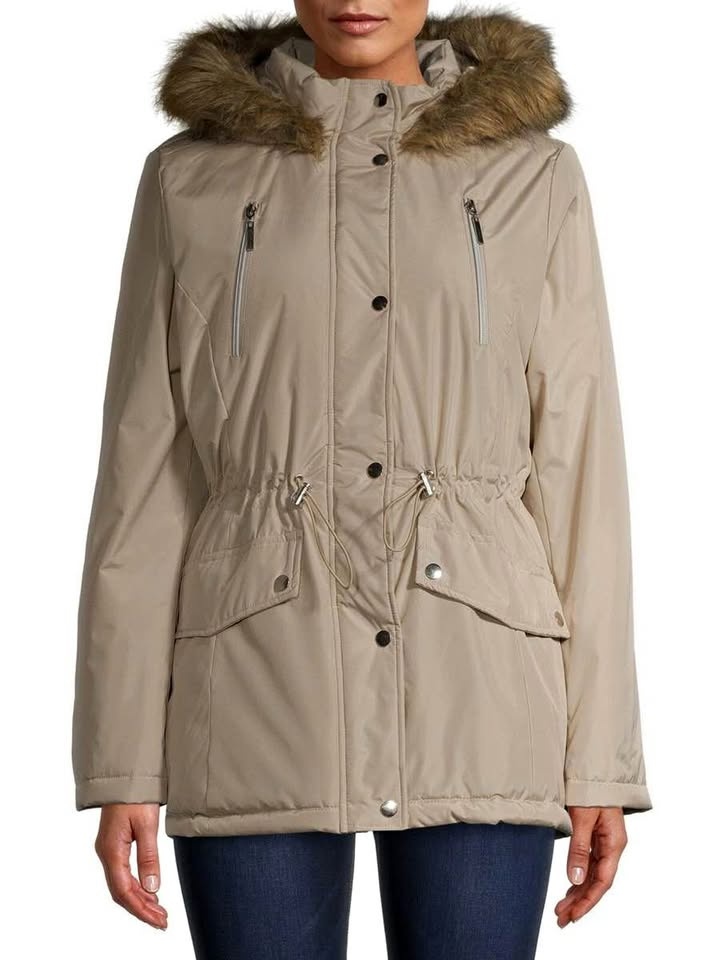 Big Chill Women's Heavy Coated Anorak With Faux Fur Hood Light T
