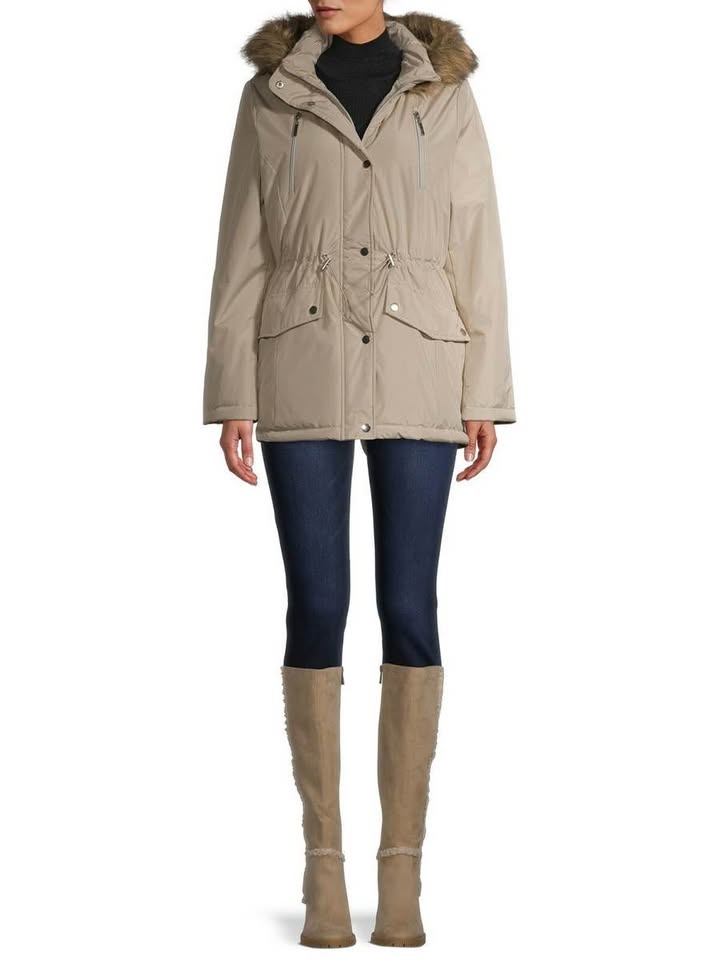 Big Chill Women's Heavy Coated Anorak With Faux Fur Hood Light T - photo 3