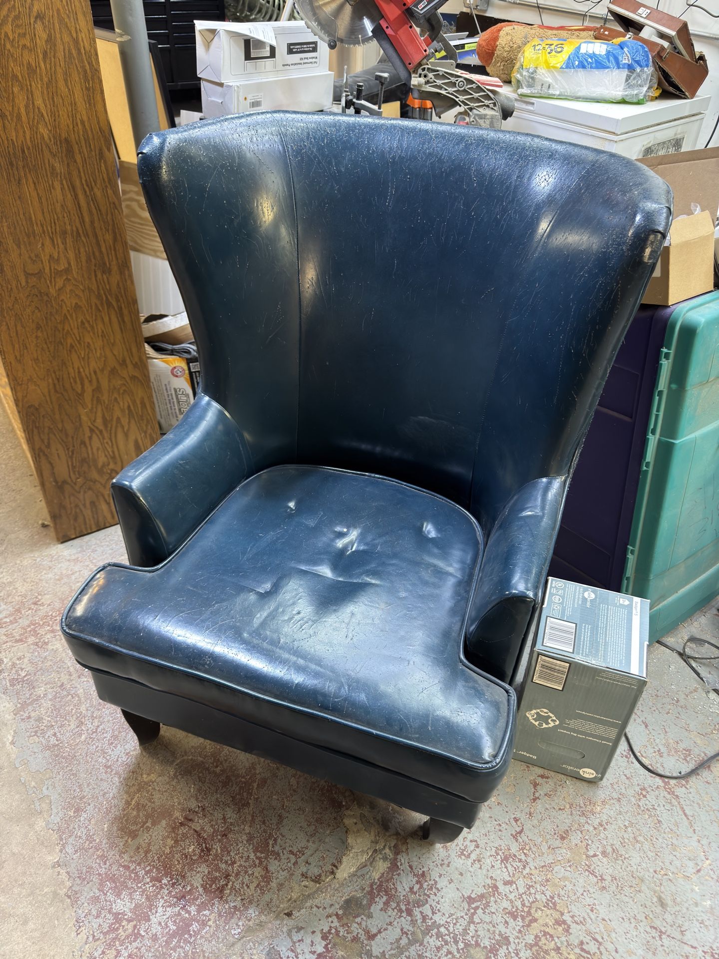 Blue Leather Wingback Chair ~~~ Free