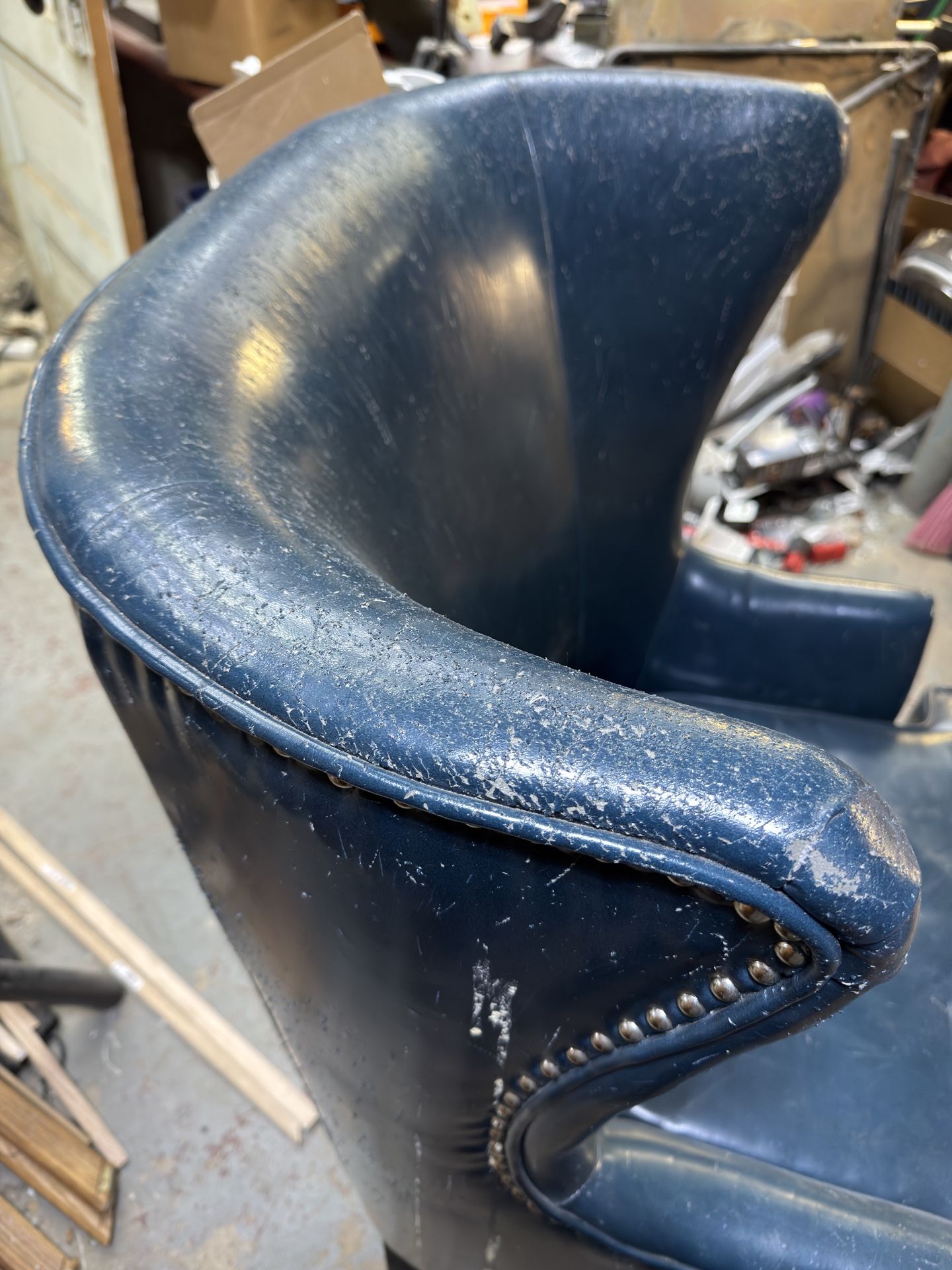 Blue Leather Wingback Chair ~~~ Free - photo 3