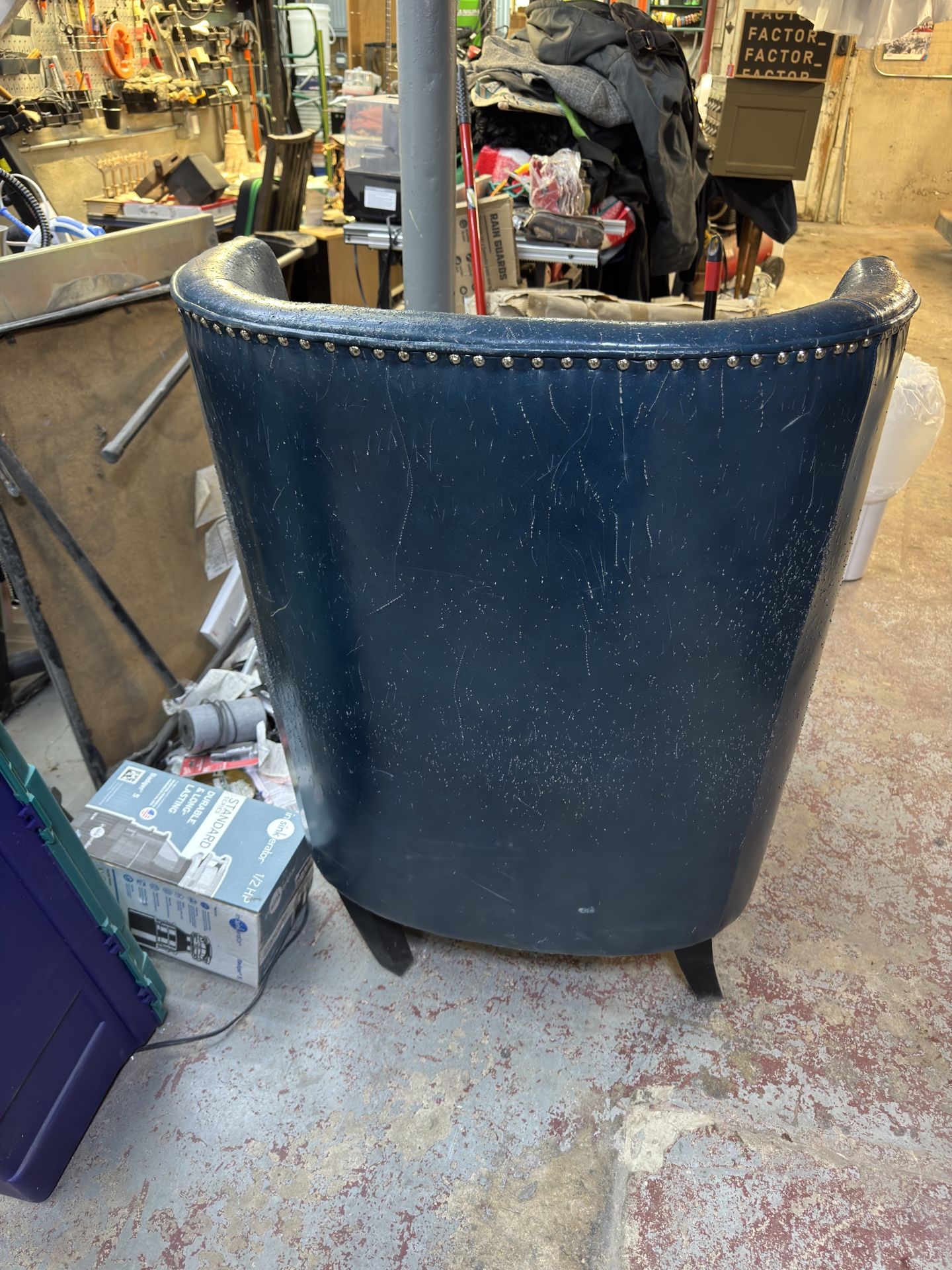Blue Leather Wingback Chair ~~~ Free - photo 4