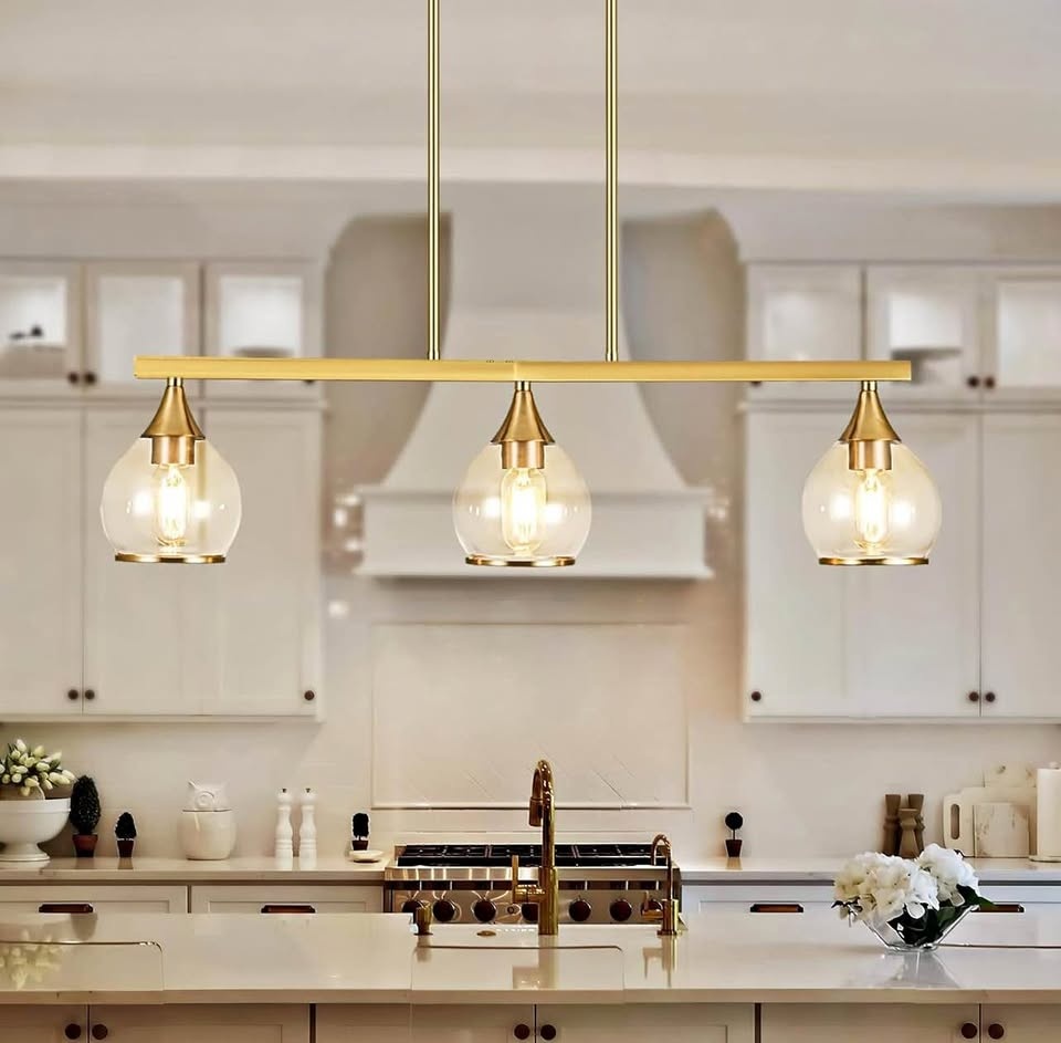 3-Light Gold Kitchen Island Light