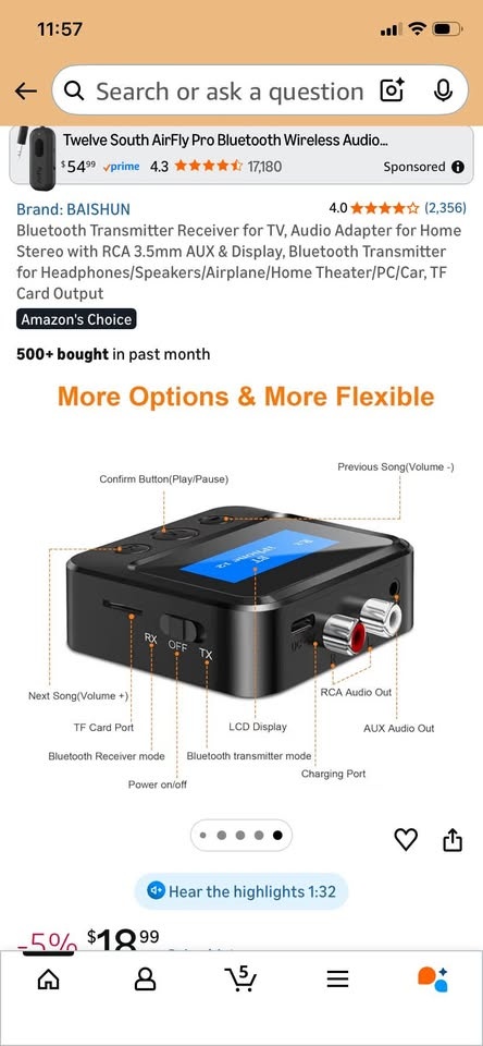 Bluetooth Transmitter Receiver for TV, Audio Adapter - photo 4
