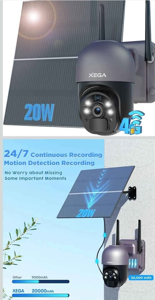 Xega 4G LTE Solar Security Camera – 2K HD, Color Night Vision (O - photo 3