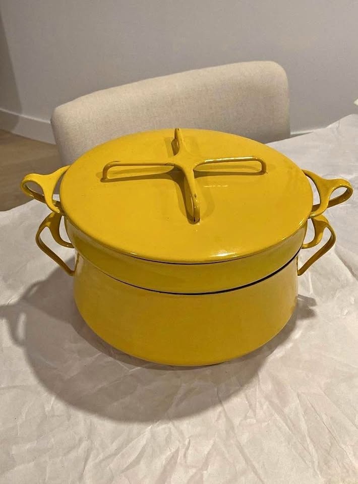 Vintage Dansk Designs France Enamel Yellow 2-Piece Dutch Oven MC