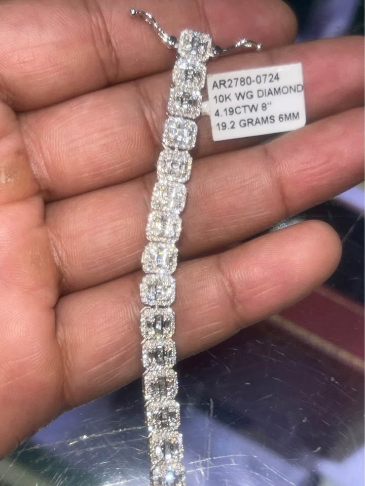 Natural Diamond 10kt White Gold Bracelet - photo 2