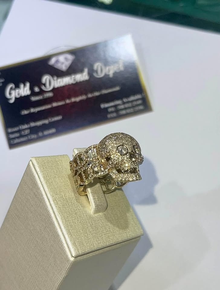 Skeleton Skull Head Diamond Ring
