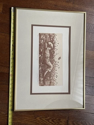 Miriam Eckner Daydreamer Etching Signed 77/200 Vintage Art Frame - photo 2