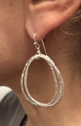 Oval Tear Drop Hoops Pierced Earrings - 3 Hoops