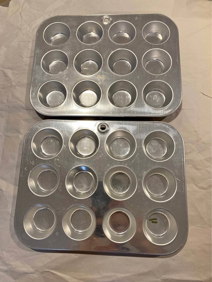Lot of 2 Vintage Aluminium Mini Muffin / Tart Baking Tins