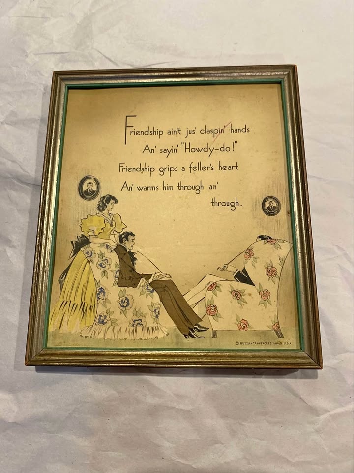 Vintage Buzza Craftacres Friendship Poem Art 6.5" x 7.5"