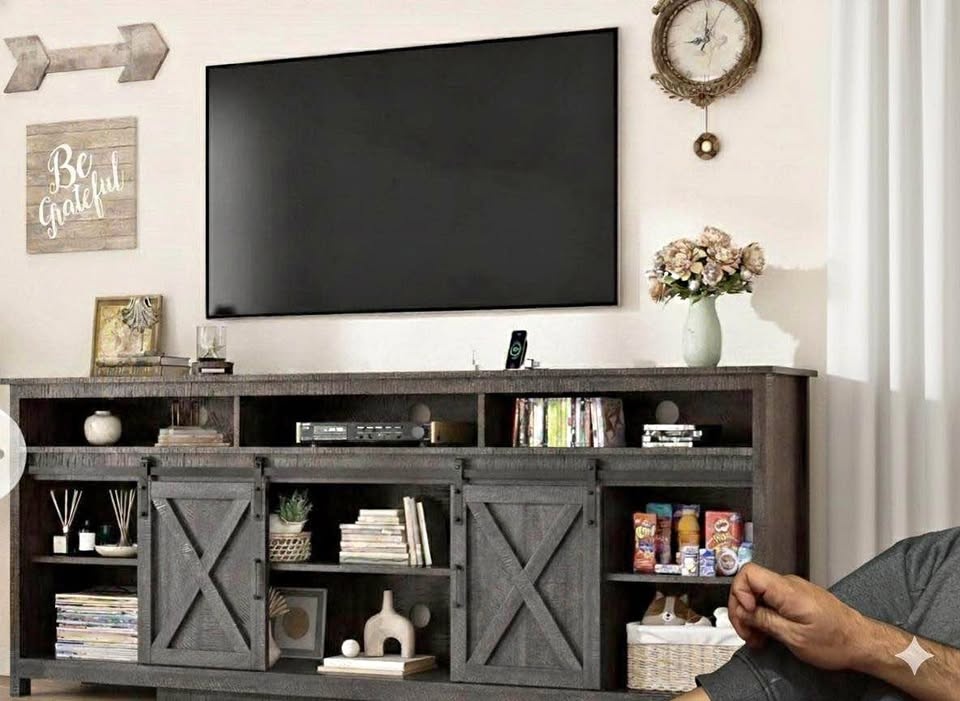 80" Farmhouse TV Stand - Grey