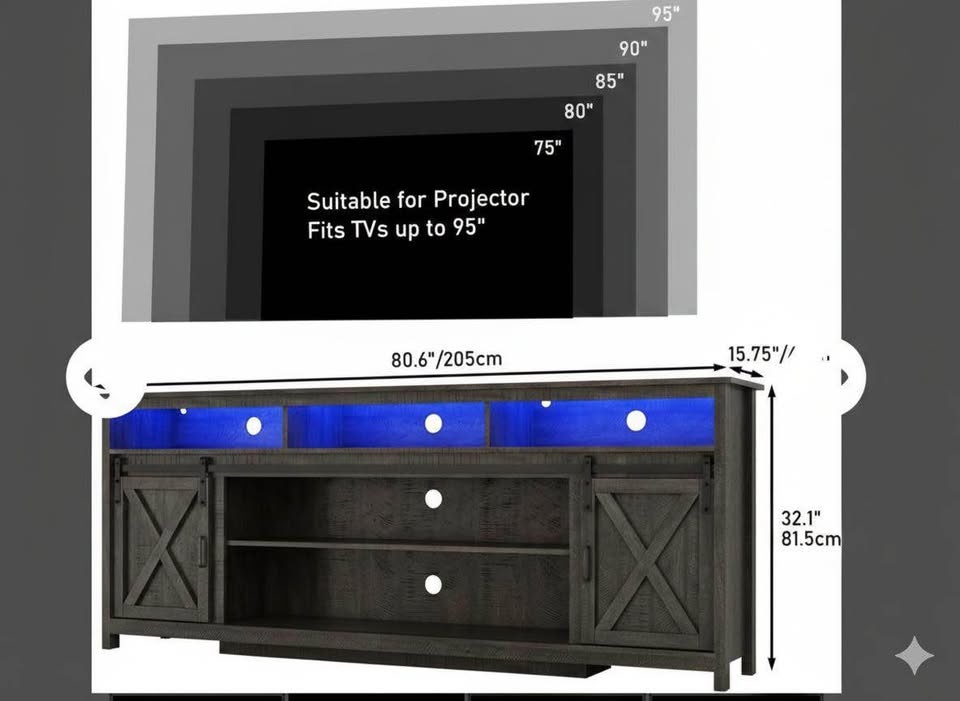 80" Farmhouse TV Stand - Grey - photo 5