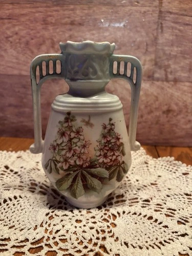 Antique Hand Painted Floral Austrian Porcelain Vase