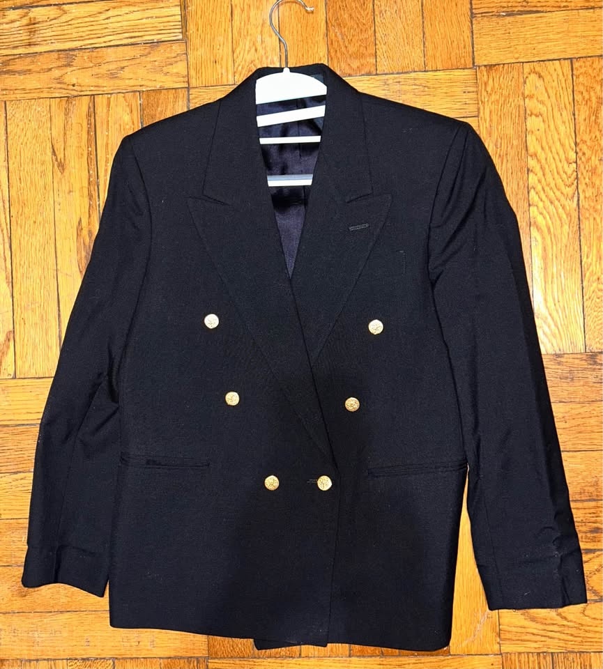 Nordstrom Boys Navy Blue Double-Breasted Blazer - SZ 14 Husky
