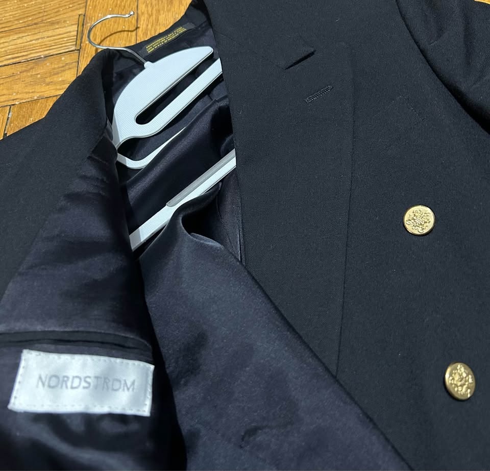 Nordstrom Boys Navy Blue Double-Breasted Blazer - SZ 14 Husky - photo 3