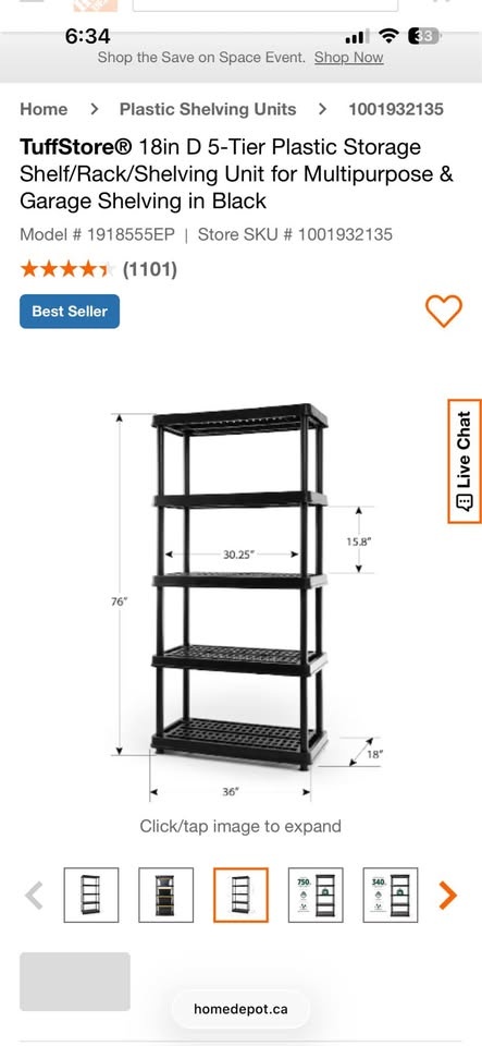 Black Plastic Shelving Unit - Home Depot - photo 2
