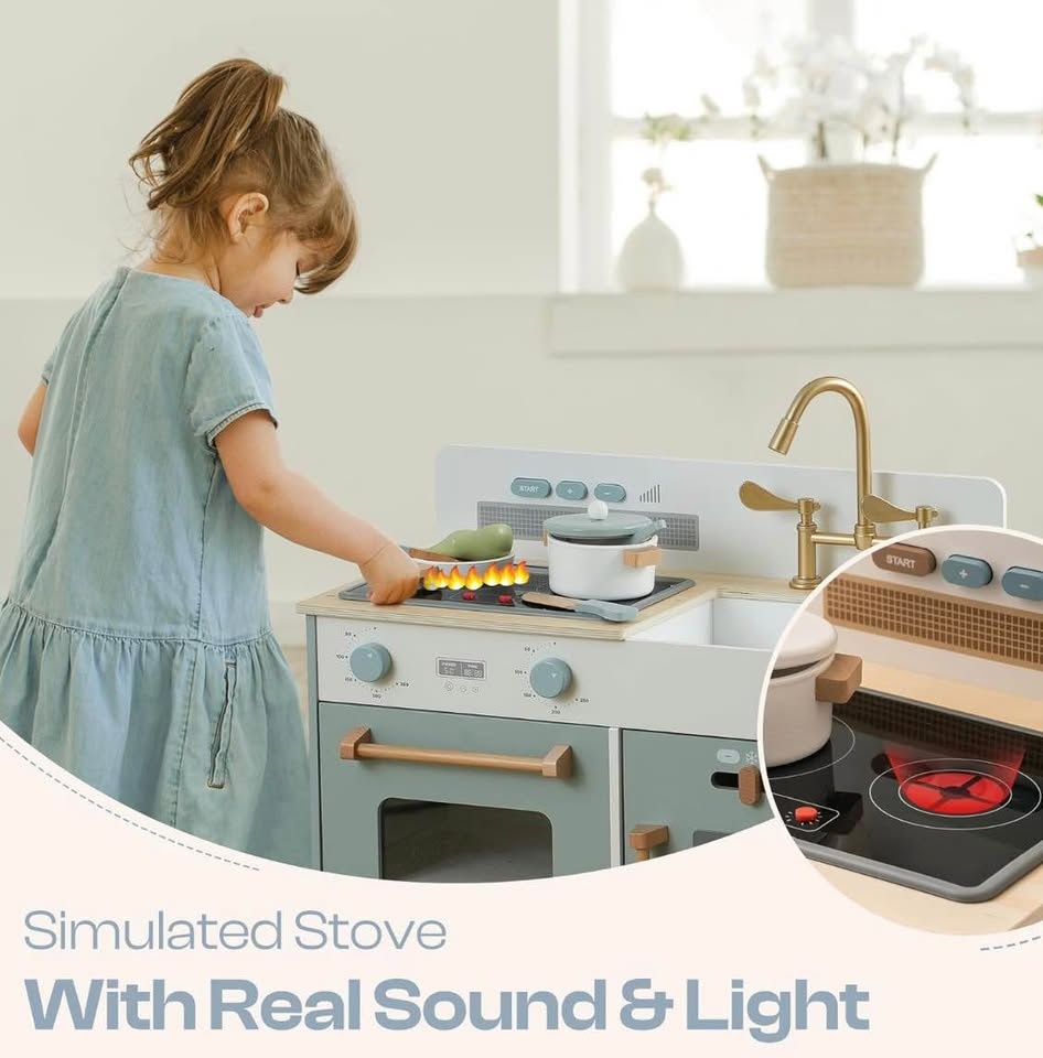ROBOTIME Play Kitchen for Toddlers - Wooden Kids Playset - photo 2