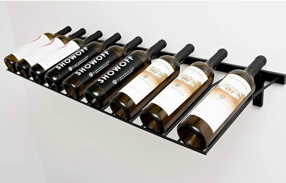VintageView W Series Wall Mounted Wine Rack (9 Bottles, Satin Bl
