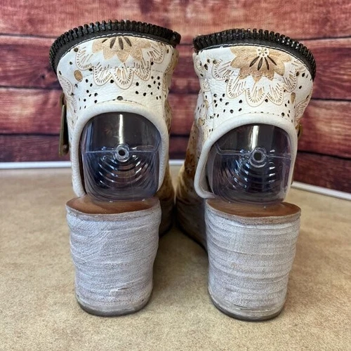 A.S.98 Leather Milk Peep Toe Wedge Espadrilles Sandals - photo 4