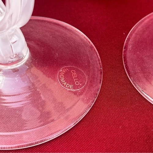 Italian Cello Jellyfish Art Hand Blown Glass Candlesticks - photo 3