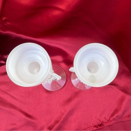 Italian Cello Jellyfish Art Hand Blown Glass Candlesticks - photo 4