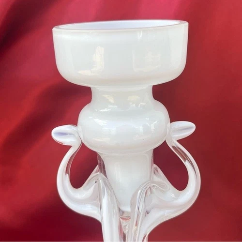 Italian Cello Jellyfish Art Hand Blown Glass Candlesticks - photo 5