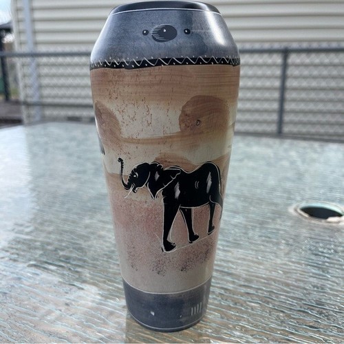 Kenya Soapstone Hand Carved Elephant Vase